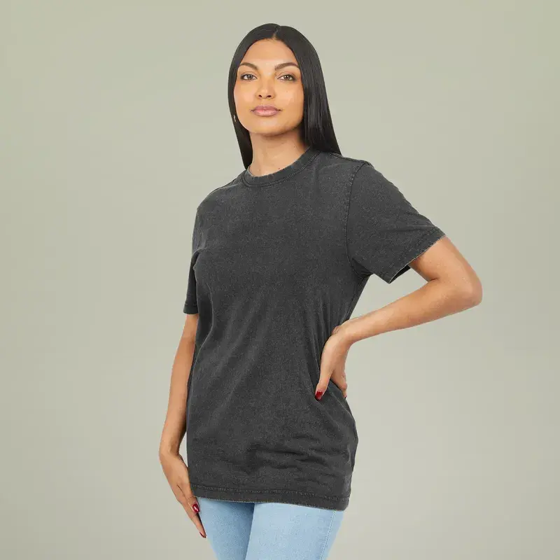 Acid Washed Round Neck Tee